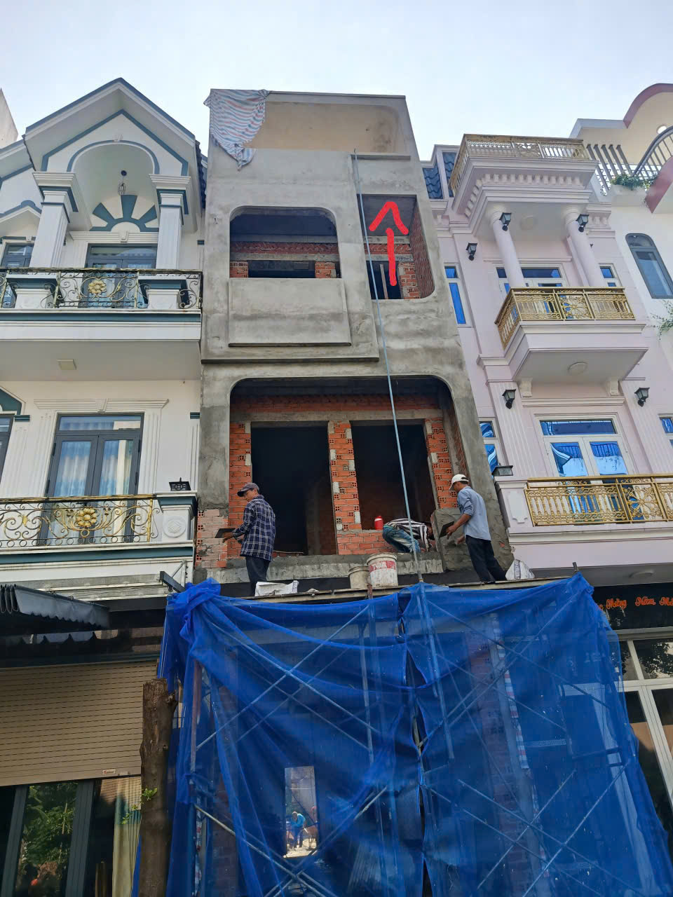 Thi công phần thô nhà phố tại khu dân cư